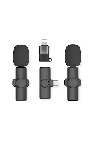 Kablosuz Yaka Mikrofonları 2li For Type-c For İphone Tüm Modeller Video Kaydı, Podcast, Röportajlar, Youtube, Tiktok Ve Vlog İçin Mini Mikrofon
