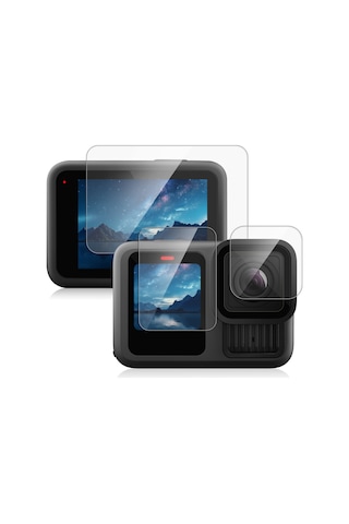 Gopro Hero13 Siyah Puluz 3'ü 1 Arada Lens Ve Ön Arka Ekran 9h 2.5d Temperli Cam Filmi Şeffaf İçin