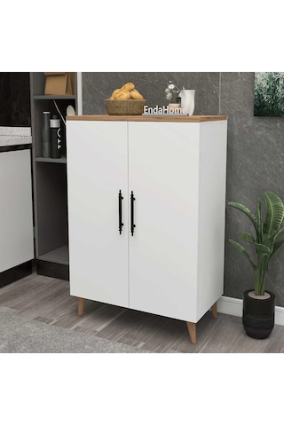 Reyo Home Enda 3 Raflı 2 Kapaklı Çok Amaçlı Dolap Beyaz - Çam