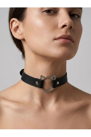 Kadın Kedi Choker Kolye Siyah Gotik Boyunluk, Y2k Punk Gothic Takı, E-girl Harajuku Grunge Stil Moda Aksesuarı