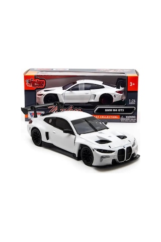 Motormax 1:24 Bmw M4 Gt3 Diecast Model Araba - Beyaz Metal Koleksiyonluk Araç