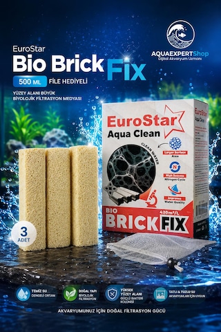 Akvaryum Filtre Malzemesi - Bio Brick Fix 500 Ml - Güçlü Bakteri Tutucu Biyolojik Medya - 3 Adet Brick - File Hediyeli
