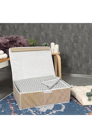 Çok Amaçlı Düzenleyici Kapaklı Sandık Tipi Kutu Hurç Organizer 50 X 40 X 19 Kahverengi