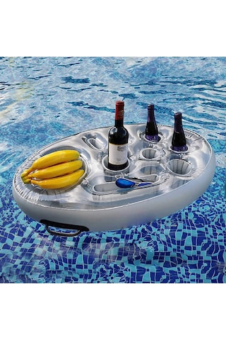 Vkemall Yeni Pvc Şişme Su Buzluk Bardaklık - Taşınabilir Parti Tepsisi Ve Çoklu Bardak Altlığı