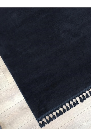 Çam Halı Softy 1821 Siyah Yumuşak Dokulu Saçaklı Dekoratif Halı