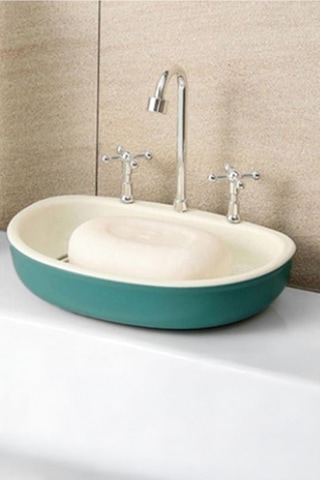 Lavabo Şeklinde Katı Sabunluk Banyo Mutfak Sünger Sabun Tutucu Dekor Şirin Stand Turkuaz