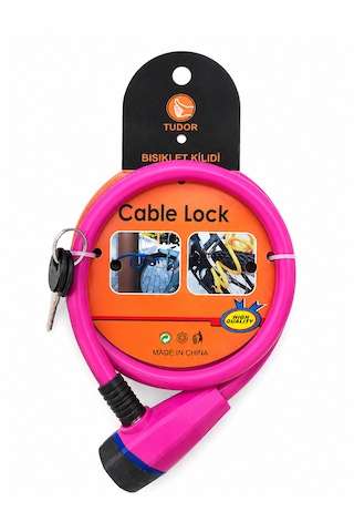 Tudor Renkli Bisiklet Kilidi Anahtarlı Cable Lock Pembe