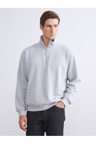 LC Waikiki Lc Waıkıkı Gri Fermuarlı Dik Yaka Uzun Kollu Erkek Sweatshirt