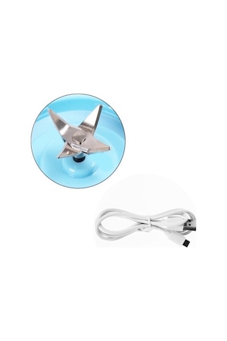 Portatif Taşınabilir Usb Şarjlı Mikser El Blender Mavi 380 ML