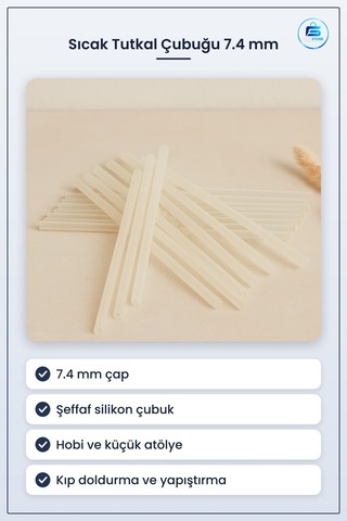 Silikon Sıcak Tutkal Çubuğu 7.4 Mm 1 Kg Şeffaf Yapıştırıcı Çubuk