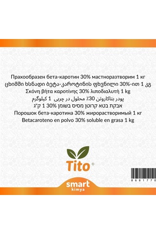 Sıvı Beta Karoten E160a %30luk Yağda Çözünür 1 Kg