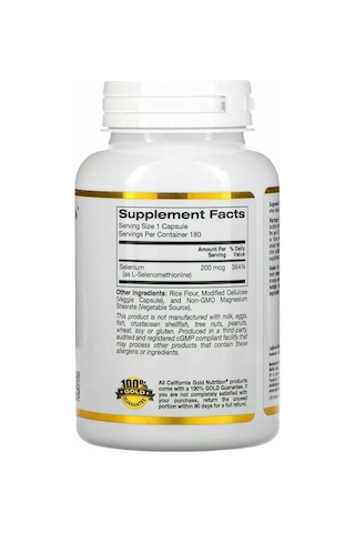 California Gold Nutrition Selenium 180 Kapsül