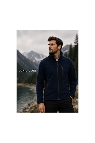 Luxıc Core Unisex Lacivert Polar Ceket Fermuarlı Soğuk Havalara Uygun, Rahat Ve Şık Tasarım