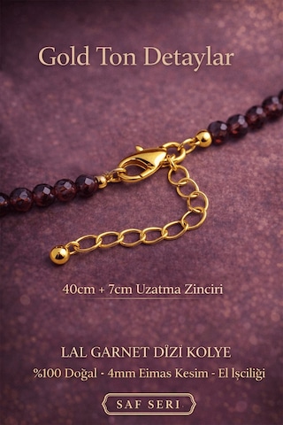 Sertifikalı Lal Garnet Dizi Kolye - 4mm Elmas Kesim Minimal Seri Çok renkli