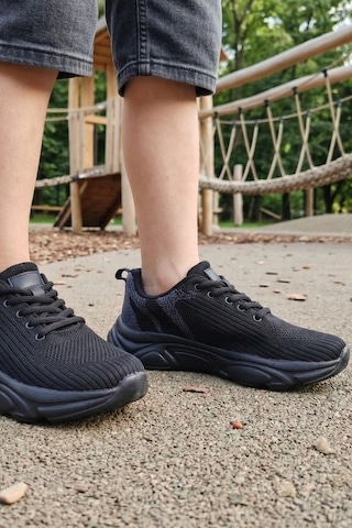 In Step Pure Black Ultra Hafif Nefes Alabilir Çocuk Spor Ayakkabı - Siyah