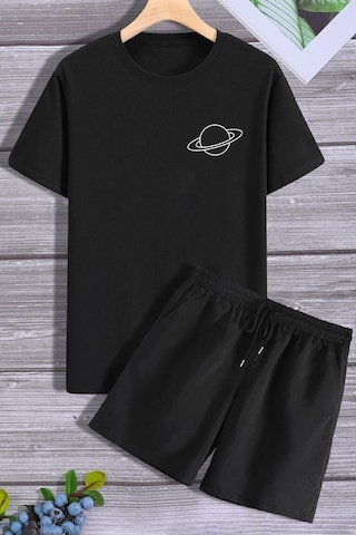 Saturn Şort T-shirt Eşofman Takımı Siyah