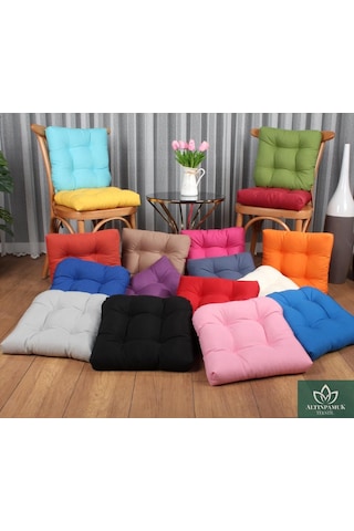 Altınpamuk Altınpamuk Sandalye Minderi Düğme Dikişi Detaylı 40X40Cm Bağcıklı