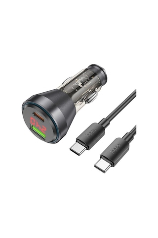 Hoco Nz12b Unimpeded Pd48w Usb + Type-c Araç Çakmaklı Hızlı Şarj Aleti + Type-c To Type-c Kablo- 5775 Standart 73580946