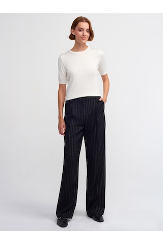 Dilvin Arkası Düğmeli Kısa Kol Kazak  Ekru