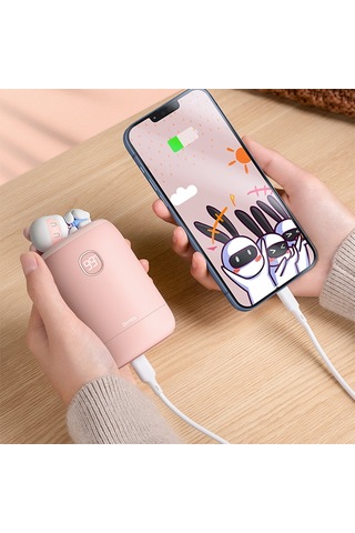 Benks NS03 Dijital Ekran El Isıtıcı Özellikli Aroma Kokulu Powerbank 15W 10000mAh BENKS-TA84714 Pembe