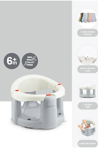Babyjem Önden Açılır Banyo ve Mama Oturağı Ve Hediye Minderli - 2 li Set Kum Beji Çok Renkli