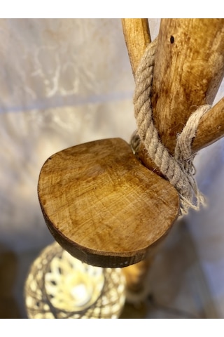 ArtAğaçTasarım Ağaç Lambader Doğal Kütük Köşe Aydınlatma Ahşap Amasya Serisi Jüt
