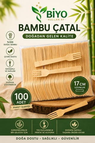 Tek Kullanımlık Bambu Çatal 100 Adet