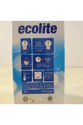 5'li Paket 4w E27 Rustik Top Ampul Ecolite Gün Işığı sarı Işık