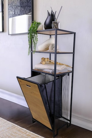 Digithome Metal Kirli Sepetli 3 Raflı Çok Amaçlı Banyo Düzenleyici Raf Organizer Siyah/atlantik Çam Mrs-008 C1-1-369 Atlantik - Çam