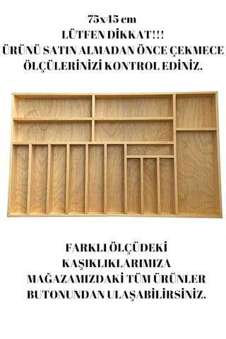 75x45 Cm Ayfiwood Ahşap Kaşıklık Çekmece İçi Yemek Takımı Ve Servis Gereçleri Düzenleyici Organizer