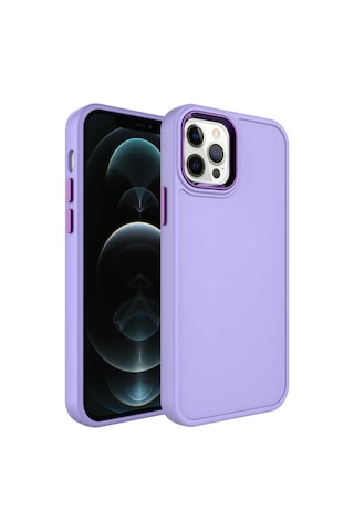 Zore Apple Uyumlu iPhone 14 Pro Max Metal Çerçeve Ve Buton Tasarımlı Sert Botox Kılıf-l Lila