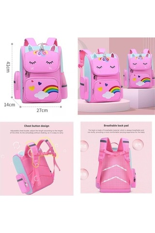 Sevimli Kız Tek Boynuzlu At Okul Çantası Yw45bl Açık Pembe