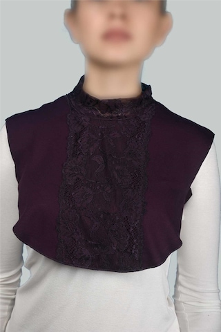 Altobeh Kadın Penye Tesettür Daire Yakalı Dantelli Boyunluk - Mürdüm