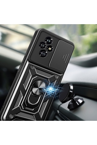 Honor 200 Uyumlu Kılıf Magnetik Standlı Kamera Korumalı Zore Sürgülü Vega Kapak-mavi Mavi