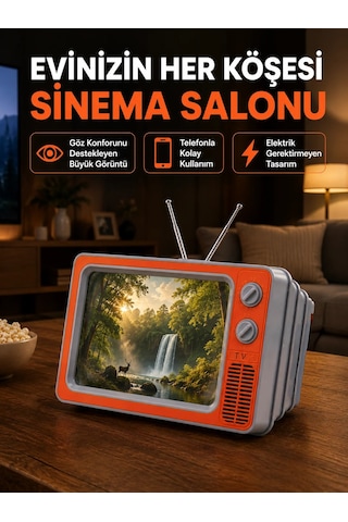 Telefon İçin 12 İnç Ekran Retro Televizyon Tasarımı Hd Film İzleme Katlanabilir Stand