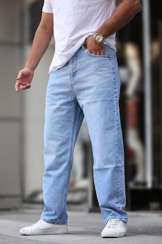 Madmext Mavi Erkek Yıkamalı Baggy Jean 7216-mavi Mavi