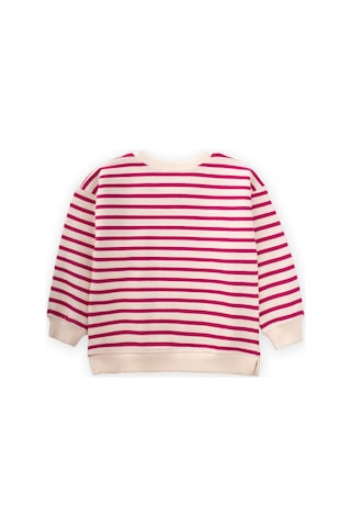 Cigit Çizgili Karyoka Detaylı Mevsimlik Sweat 2-12 Yaş Fuşya Fuşya