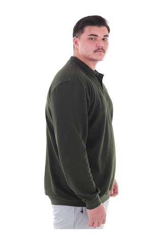 Erkek Büyük Beden 115-155 Kilo Arası İçin Uygun Uzun Kol Polo Yaka Mevsimlik Sweatshirt Haki