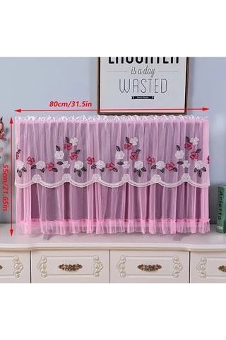 Willowhaven Pembe Tv Örtüsü Manşet Yakalı Toz Geçirmez Plastik Sert Kapak