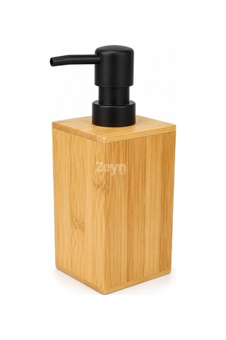 Bamboo Kare Sıvı Sabunluk Doğal Bambu, Siyah Pompalı, Yeniden Doldurulabilir Banyo & Mutfak Sabun Ve Losyon Dispenseri