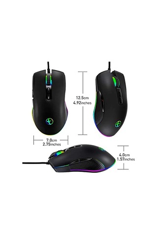 Usb C Fare, Tip C, Ergonomik, Kablolu Fare, Rgb Optik Fare