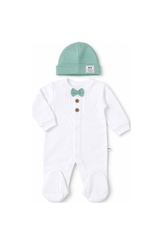 Babyhola Organik %100 Pamuk Kız Erkek Bebek Yenidoğan Tulum Zıbın Battaniye 8'li Set 0-3 Ay Hediyeli Mint Yeşil