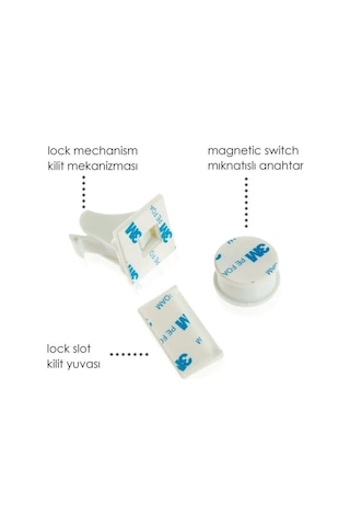 Babyjem Mıknatıslı Çekmece Kiliti Çoklu Paket - 12 Kilit + 3 Mıknatıs