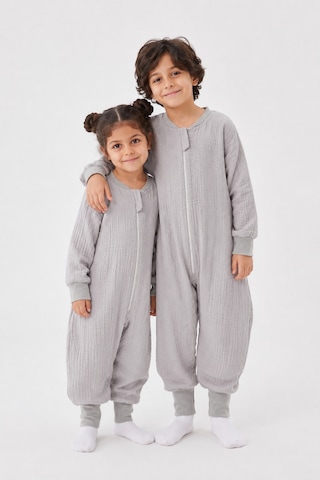 Babyhola Çocuk Uyku Tulumu 1-8 Yaş Unisex Uzun Kollu 1 Tog %100 Pamuk Müslin 2706 Gri