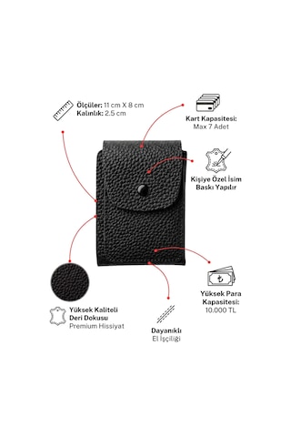 Vanilla Collection Kişiye Özel İsim Baskılı Premium Deri Dokulu Yeni Nesil Cüzdan Portföy Siyah