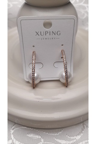 Uzel Xuping Küpe Çelik, Zirkon Taşlı, Yuvarlak Halka Küpe, Zarif Ilgi Çekici Şık Çelik Küpe Rose Gold