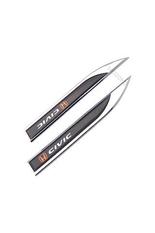 Yüksek Kaliteli Honda Civic Logolu 3d Metal Krom Çamurluk Üstü Yan Amblem Seti 2 Adet