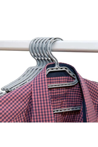 6'lı Kristal Desenli Askı Seti Şık Gri, Beyaz Ve Kahve Renk , Dayanıklı Kıyafet Askıları Antrasit