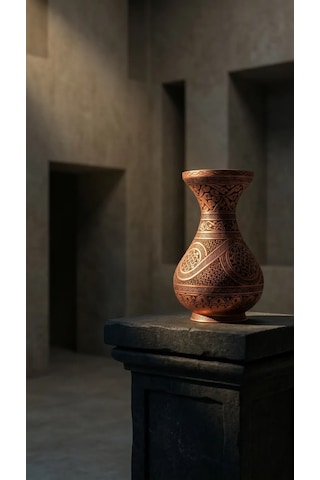 Aura Copper Dekoratif Bakır Vazo 23 Cm Ağır El İşlemeli El Yapımı Obje Çiçeklik Vz-00004