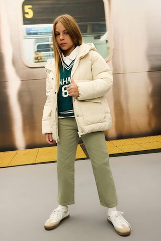 Defacto Kız Çocuk Straight Fit Düz Geniş Bol Paça Cepli Pamuklu Pantolon C7472A824AUGN497 Yeşil